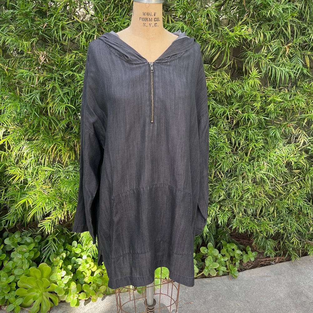 Soft Surroundings Gray 1/4 Zip Hooded Tunic Women's XL